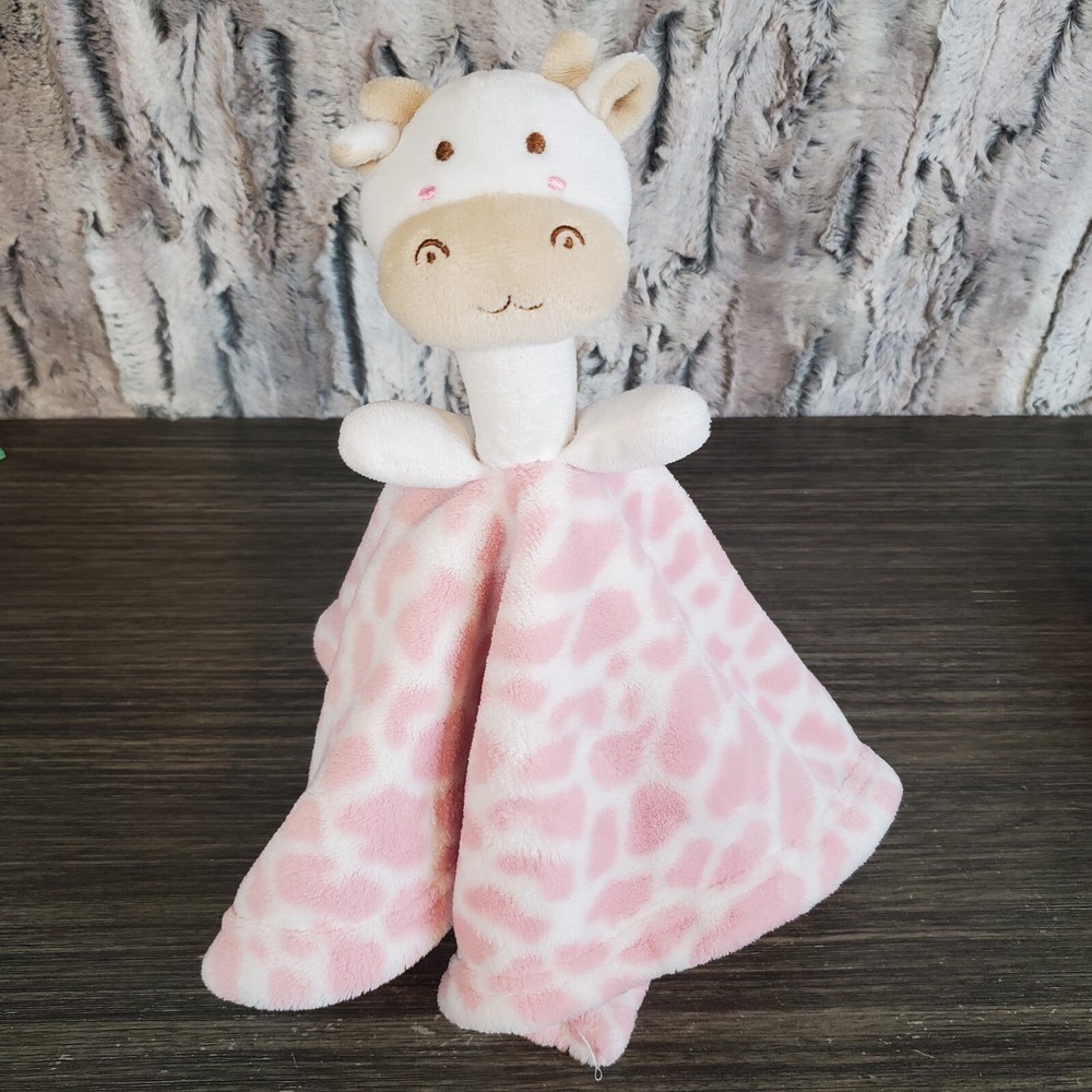 SL Home Fashions Pink Giraffe Plush Head Lovey Blankie Fleece Comfort Blanket